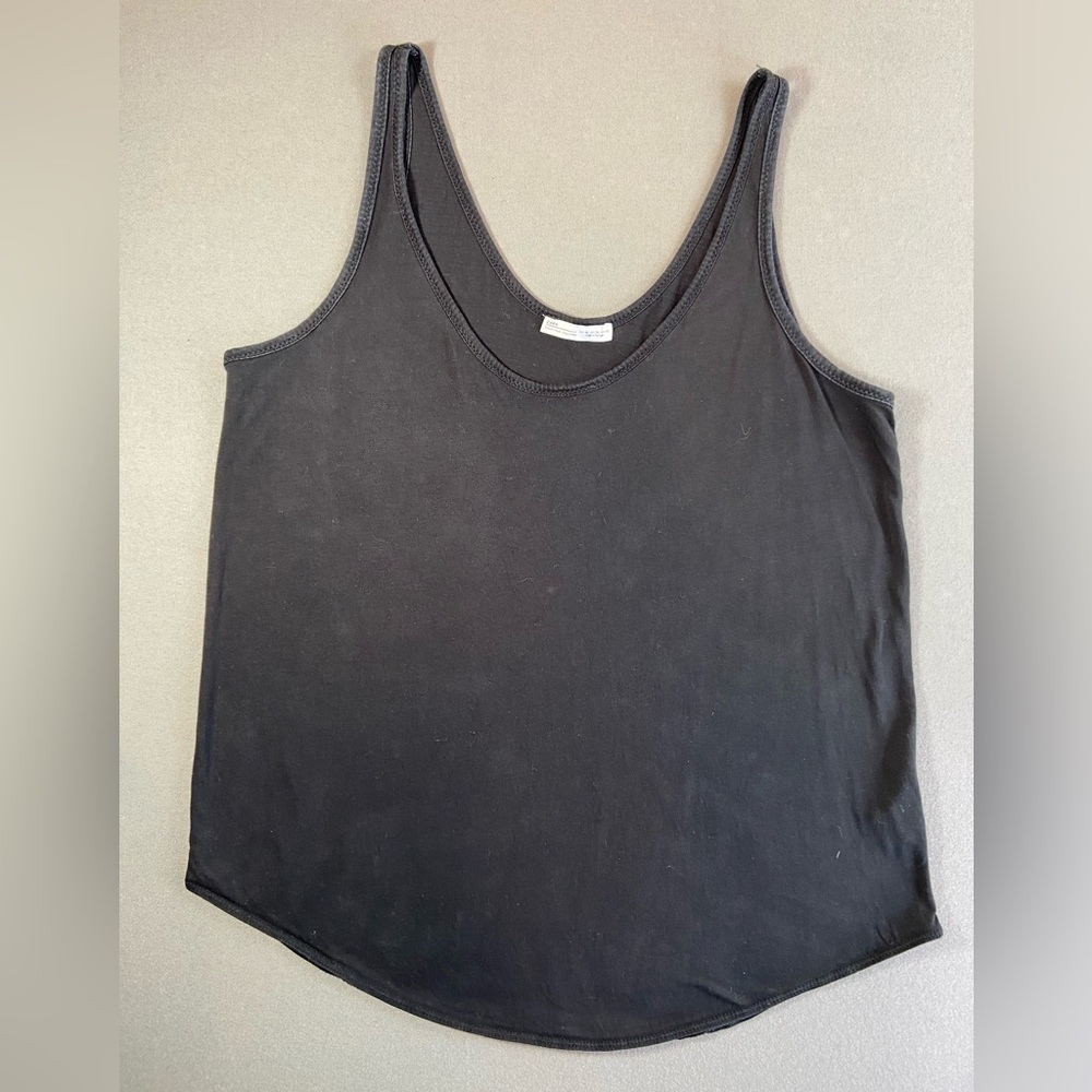 Zara Scoop‎ Neck Basic Shell Sleeveless Tee Black Size XL